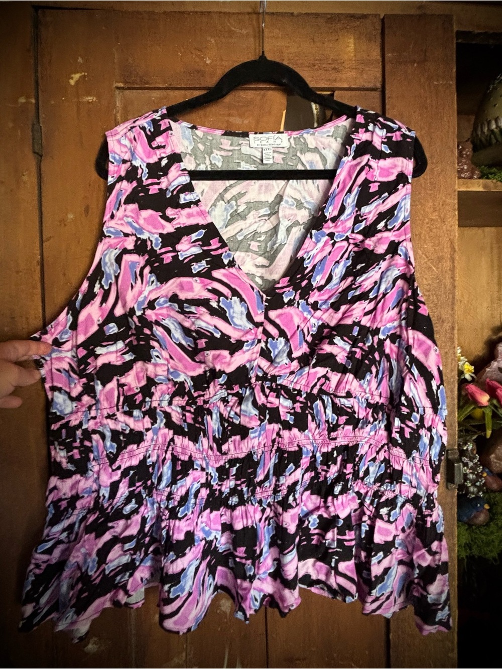 Beautiful summer top sleeveless blouse Sophia Vergara Jeans pink purple XXXL